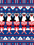 Red Blue White Penguin Snowflakes Christmas Rug