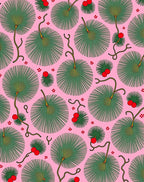Pink Green Fan Berry Whimsical Nature Rug