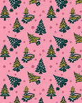 Pink Forest Evergreen Tree Collection Rug