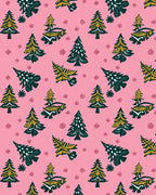 Pink Forest Evergreen Tree Collection Rug