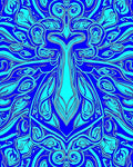 Symmetrical Flowing Cyan Abstract Pattern Rug