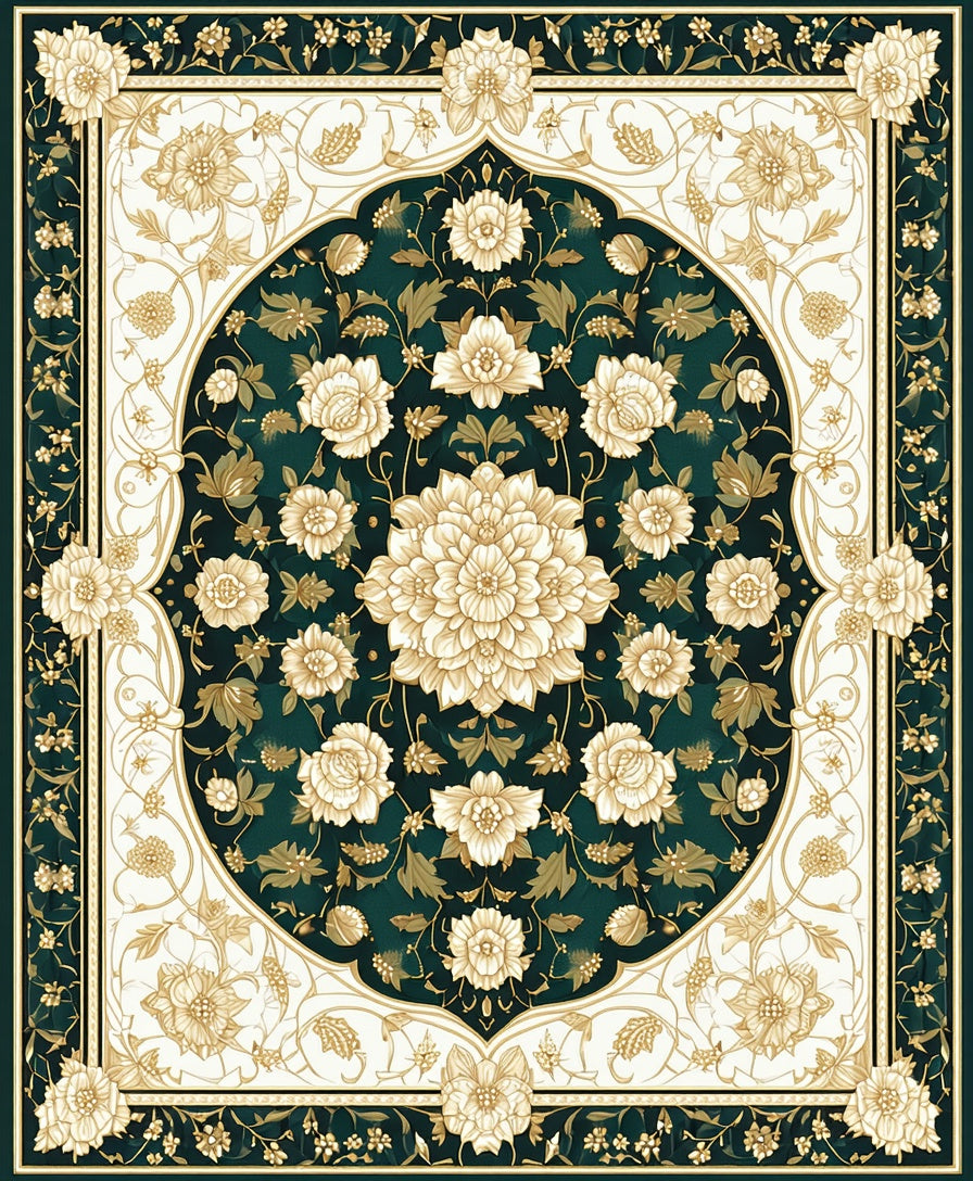Elegant Floral Medallion Pattern Rug