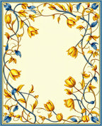 Golden Tulip Vine Border Rug