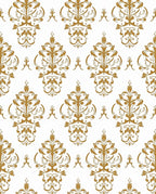 Ornate Gold Damask Scrollwork Rug