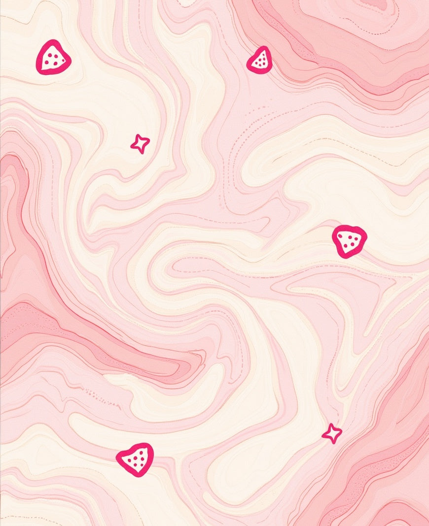 Whimsical Pink Strawberry Pattern Rug