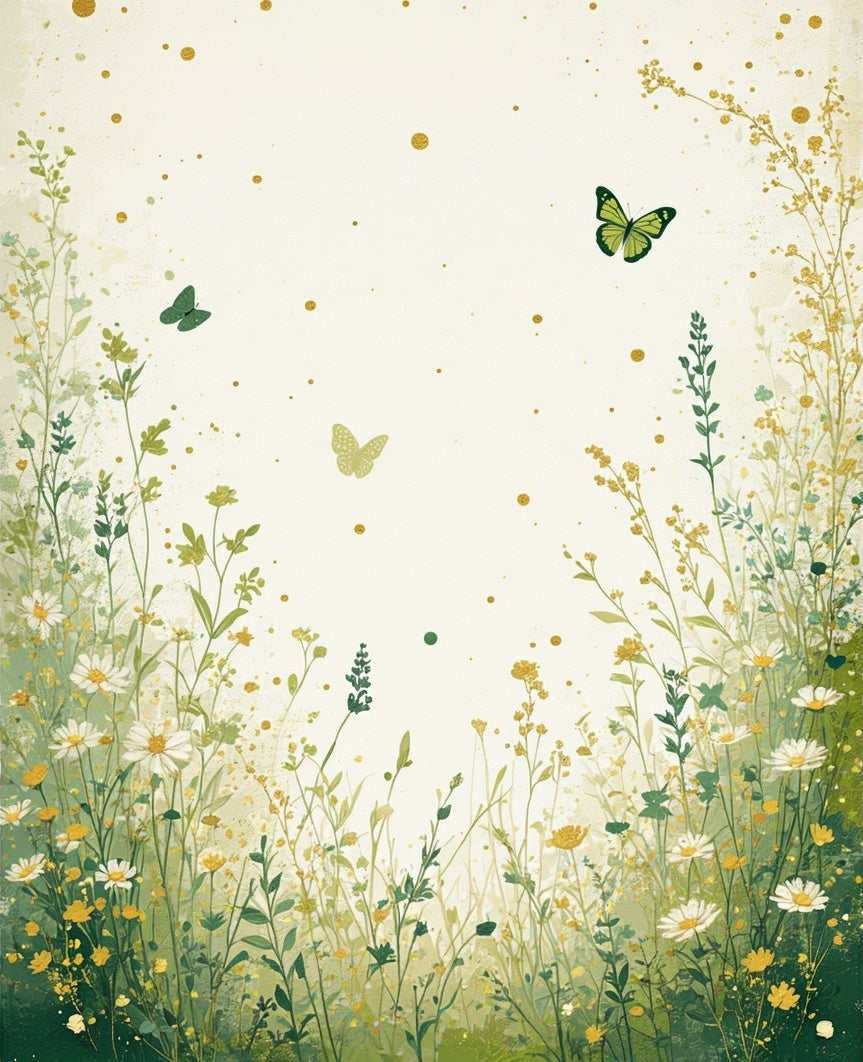 Whimsical Garden Butterfly Botanical Design Rug