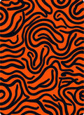 Abstract Orange Black Swirl Pattern Rug