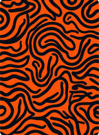 Abstract Orange Black Swirl Pattern Rug