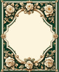 Elegant Floral Scrollwork Cream Green Rug