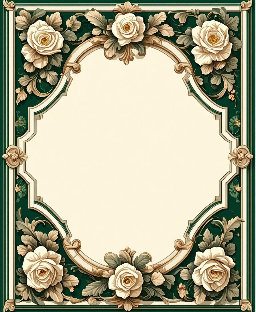 Elegant Floral Scrollwork Cream Green Rug