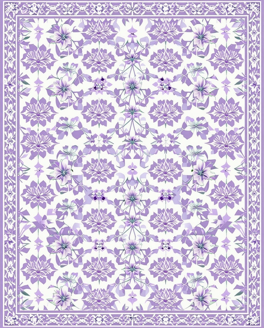 Lavender Floral Symmetry Pattern Rug