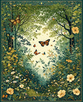 Enchanted Forest Butterfly Scene Rug
