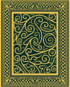 Golden Swirls With Ornate Border Rug