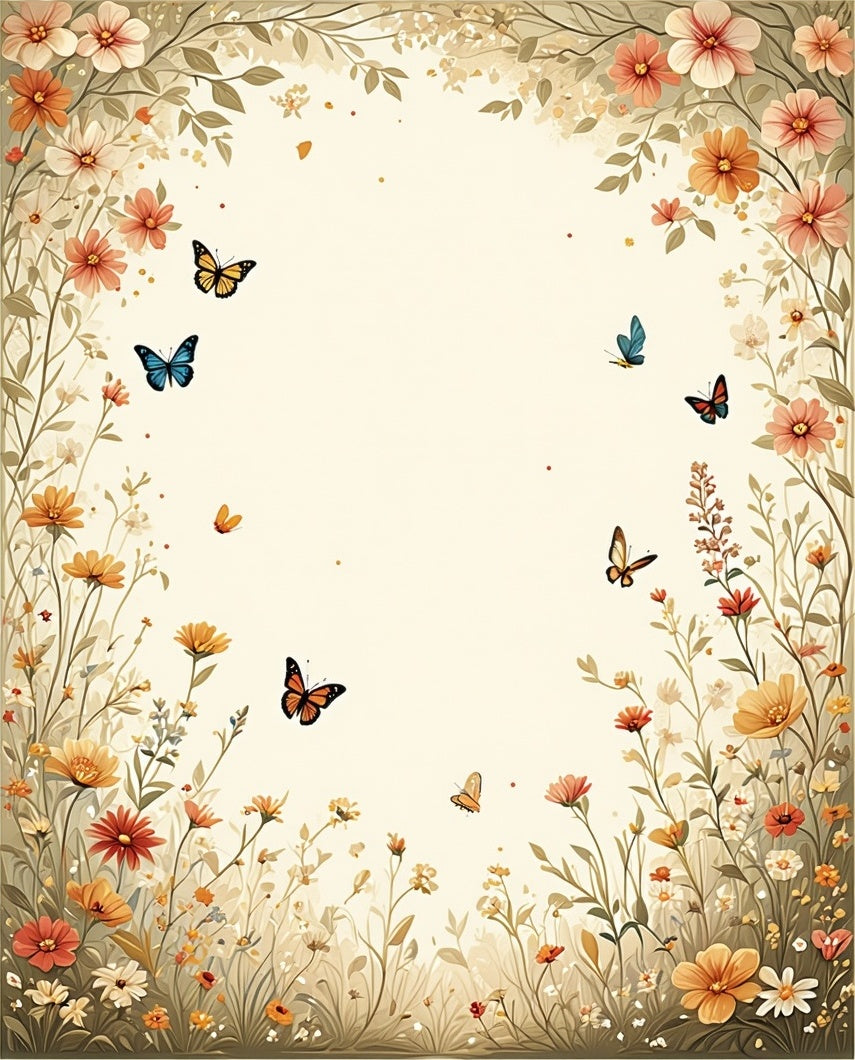 Whimsical Floral Butterfly Meadow Rug