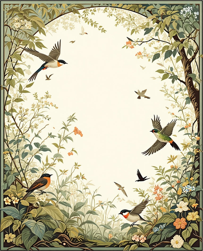 Birds and Blossoms Garden Design Rug