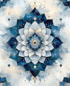 Celestial Blue Mandala With Gold Accents Rug