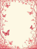 Pink Floral Butterfly Border Design Rug