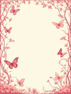 Pink Floral Butterfly Border Design Rug