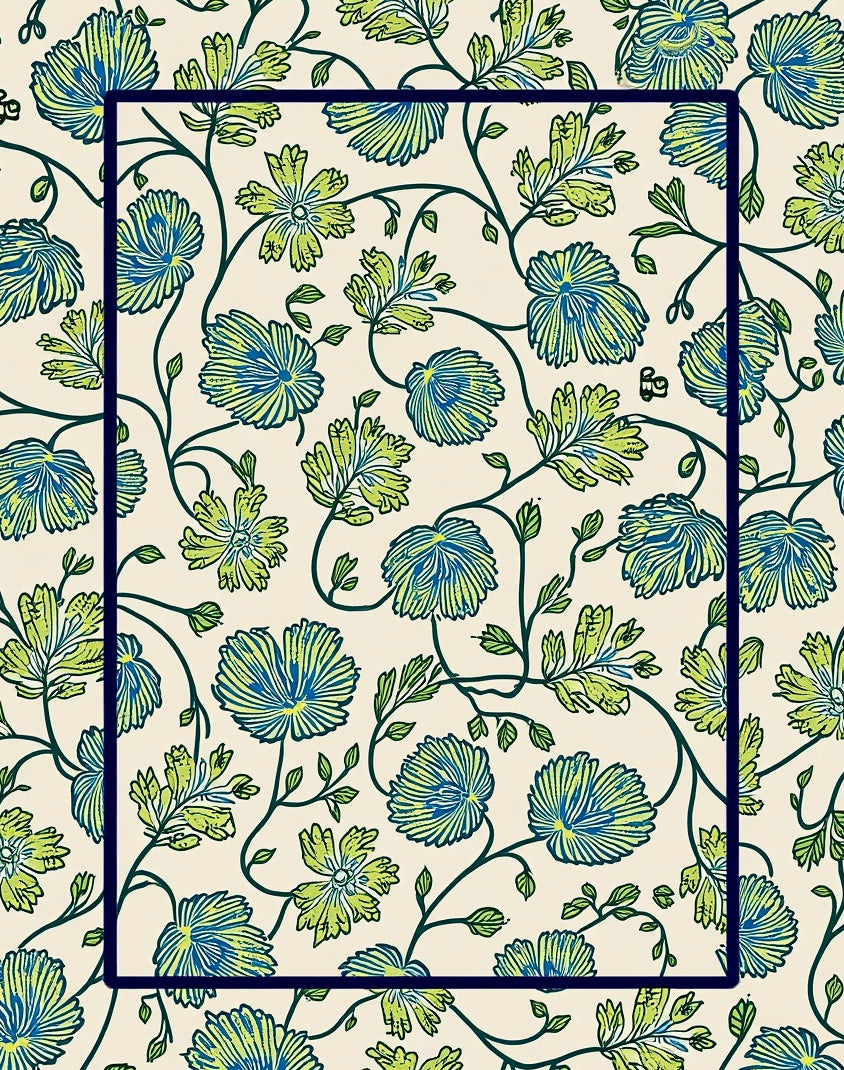 Whimsical Floral Botanical Vines Design Rug