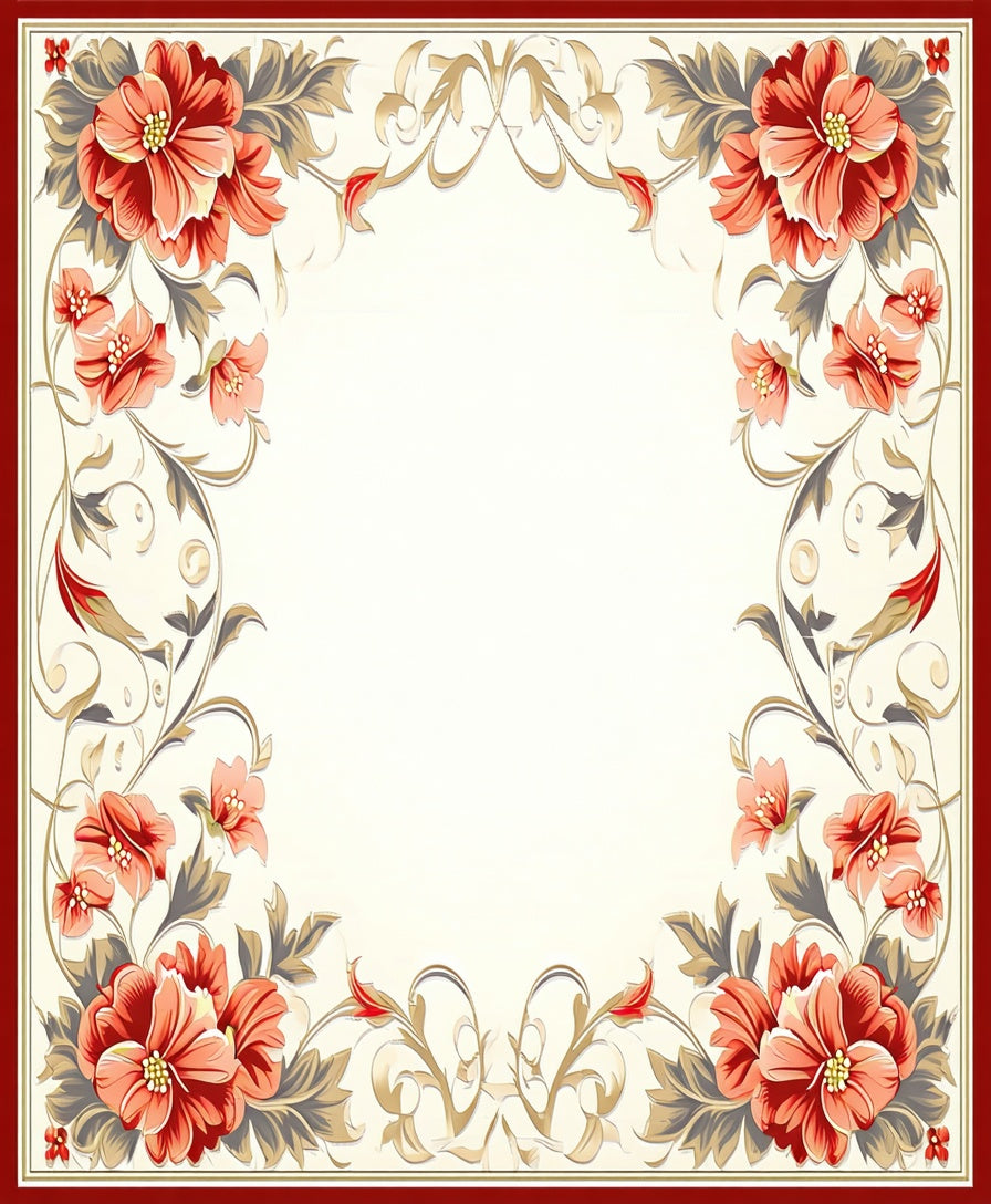 Coral Floral Vine Decorative Rug