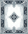 Ornate Floral Crest Grey Rug