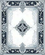 Ornate Floral Crest Grey Rug