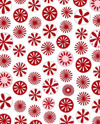 Red White Circular Bloom Rug