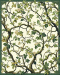 Vining Green Leaf Whimsical Floral Pattern Rug