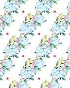 Birds and Blue Peony Floral Pattern Rug
