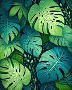 Lush Green Leaf Tropical Pattern Rug