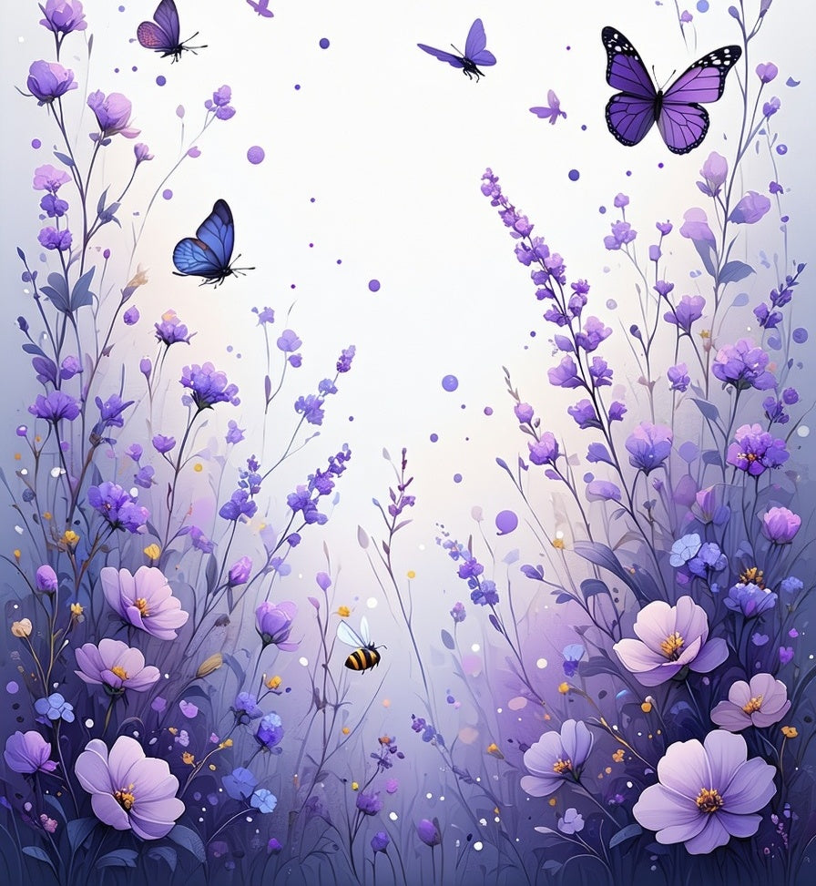Lavender Meadow Butterflies and Bees Rug