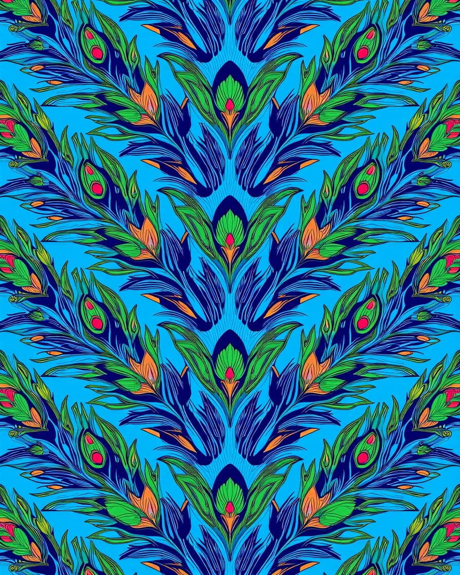 Vibrant Tribal Feather Pattern Design Rug