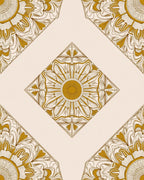 Golden Sunburst Mandala Pattern Rug