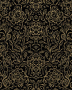 Gold Floral Damask Pattern Rug