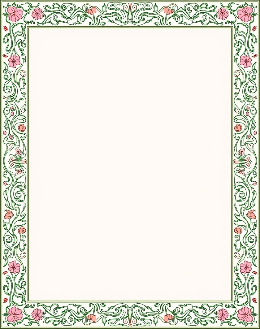 Vintage Floral Swirls Garden Border Rug