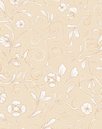 Delicate Floral Swirls Beige Pattern Rug