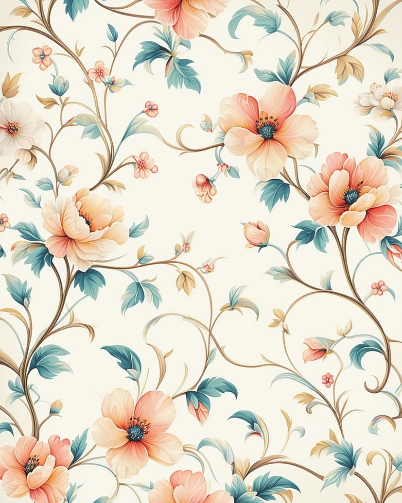 Vintage Floral Vine Pattern Rug