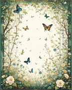 Garden Butterflies and Floral Vines Rug