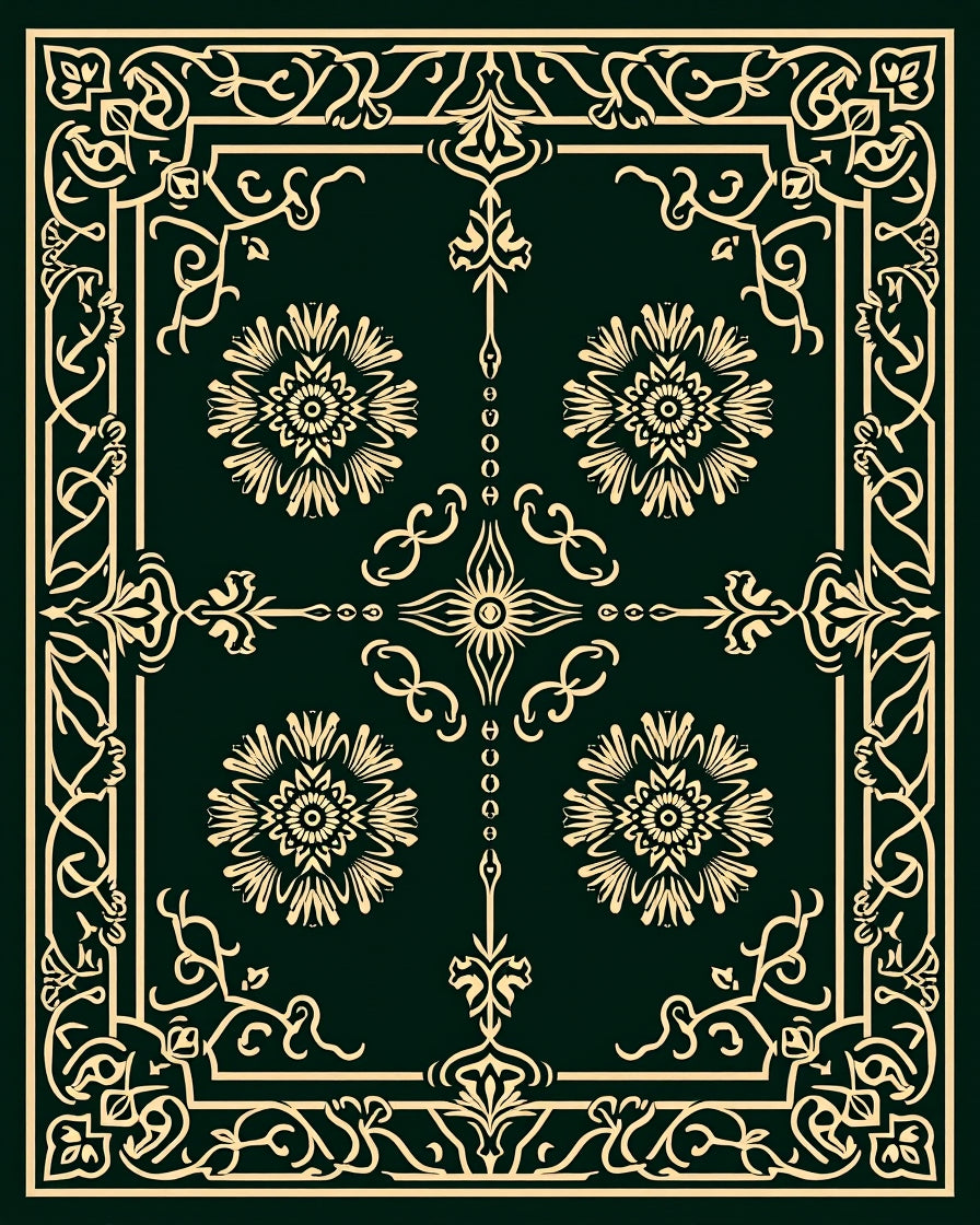 Elegant Floral Lattice Frame Design Rug