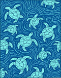Oceanic Sea Turtle Pattern Design Rug