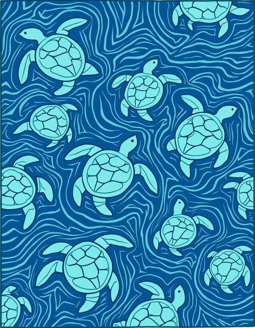 Oceanic Sea Turtle Pattern Design Rug
