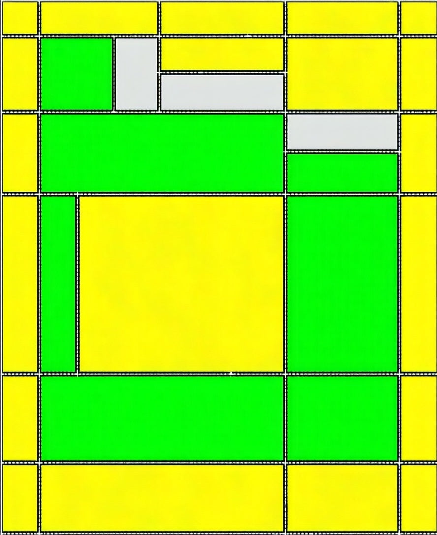 Bright Yellow Green Abstract Block Design Rug