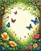 Whimsical Butterflies Blossoms Garden Rug