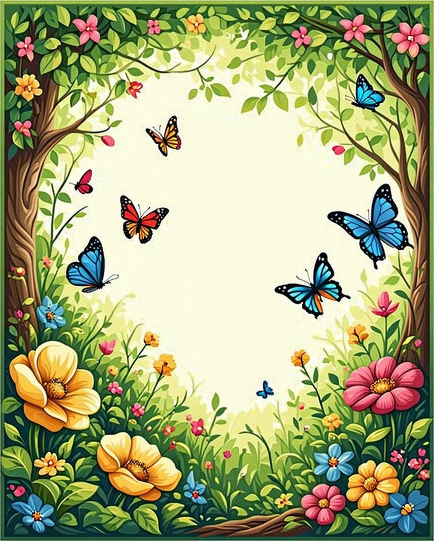 Whimsical Butterflies Blossoms Garden Rug