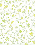 Delicate Green Floral Vine Pattern Rug