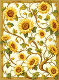 Golden Sunflower Vine Pattern Rug