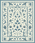 Classic Blue Botanical Floral Filigree Rug