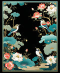 Birds And Lotus Floral Pattern Rug