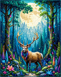 Whimsical Forest Deer Moon Magic Rug