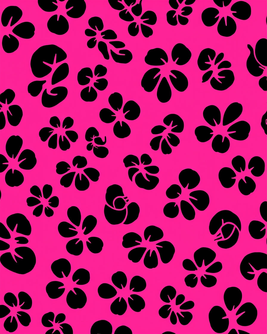 Bold Black Floral Design Rug
